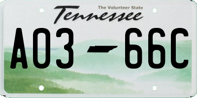 TN license plate A0366C
