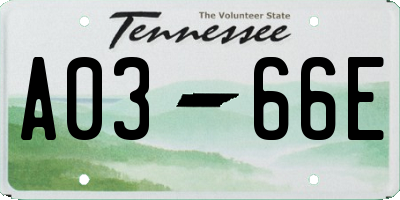 TN license plate A0366E