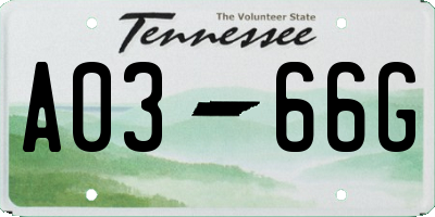 TN license plate A0366G