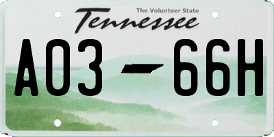 TN license plate A0366H