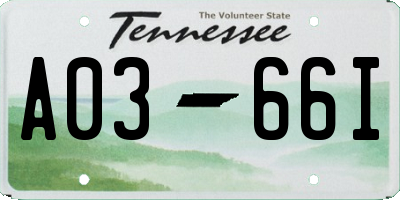 TN license plate A0366I