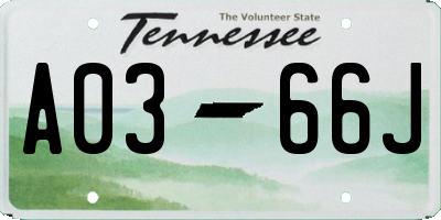 TN license plate A0366J