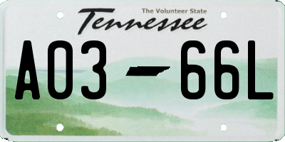 TN license plate A0366L