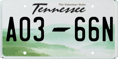 TN license plate A0366N
