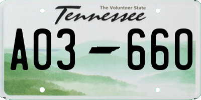 TN license plate A0366O