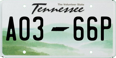 TN license plate A0366P