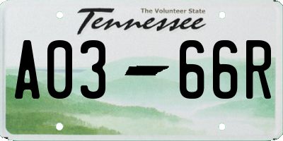 TN license plate A0366R