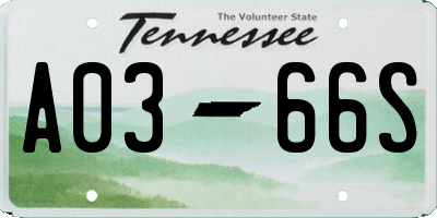 TN license plate A0366S