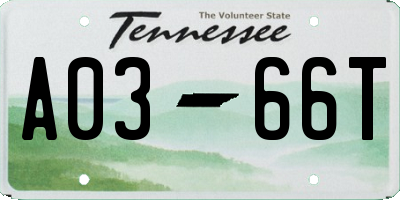 TN license plate A0366T
