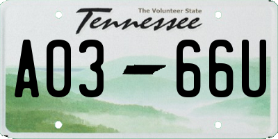 TN license plate A0366U