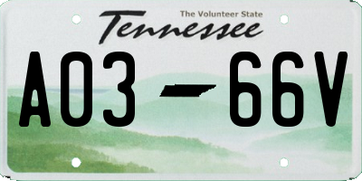 TN license plate A0366V