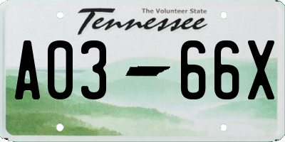 TN license plate A0366X