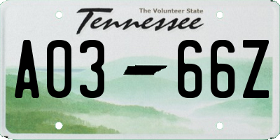 TN license plate A0366Z