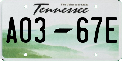 TN license plate A0367E