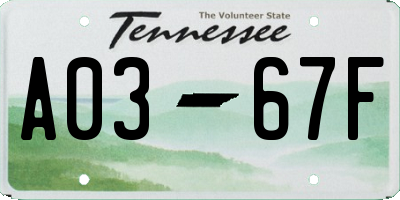 TN license plate A0367F