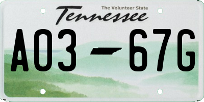 TN license plate A0367G