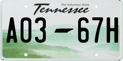 TN license plate A0367H