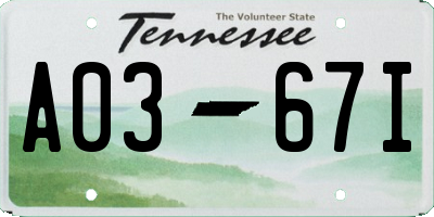 TN license plate A0367I