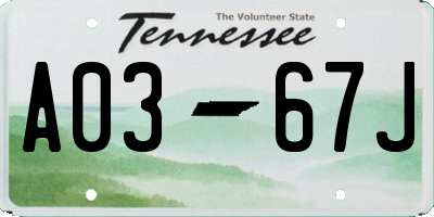 TN license plate A0367J