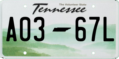 TN license plate A0367L