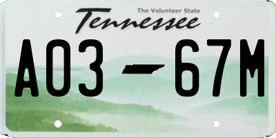 TN license plate A0367M