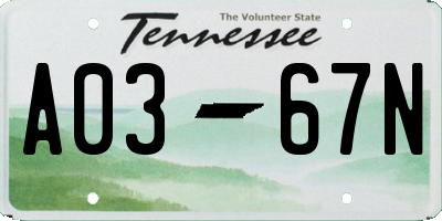 TN license plate A0367N