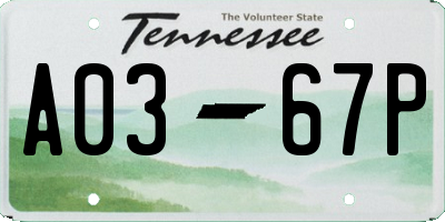 TN license plate A0367P