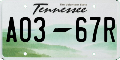 TN license plate A0367R