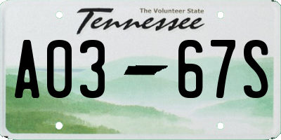 TN license plate A0367S