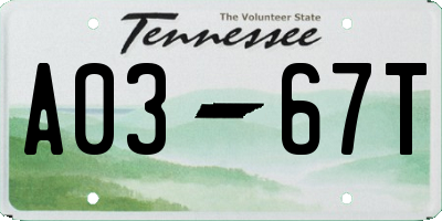 TN license plate A0367T
