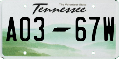TN license plate A0367W