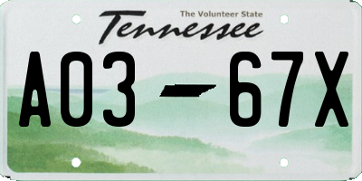 TN license plate A0367X