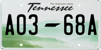 TN license plate A0368A