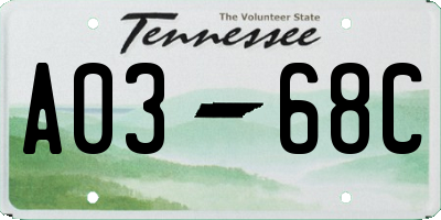 TN license plate A0368C