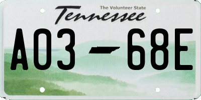 TN license plate A0368E