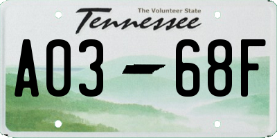 TN license plate A0368F
