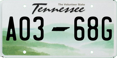 TN license plate A0368G