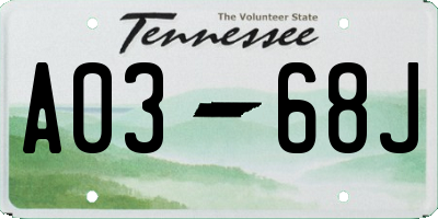 TN license plate A0368J