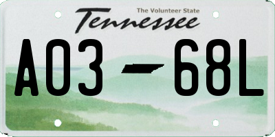 TN license plate A0368L