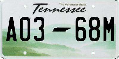 TN license plate A0368M