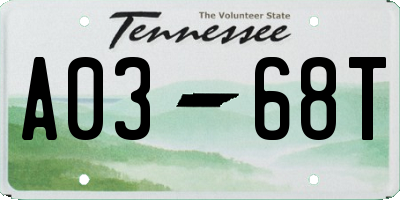 TN license plate A0368T