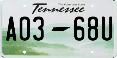TN license plate A0368U