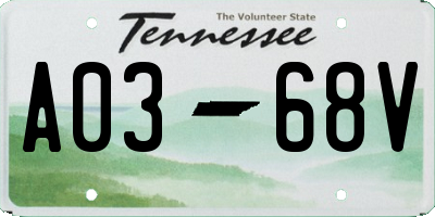 TN license plate A0368V