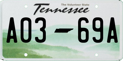TN license plate A0369A