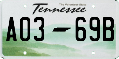 TN license plate A0369B