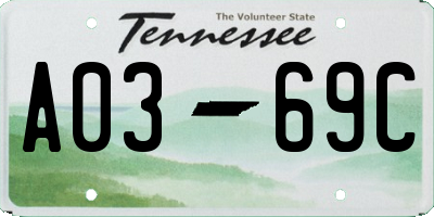 TN license plate A0369C