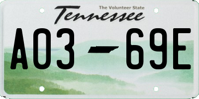 TN license plate A0369E