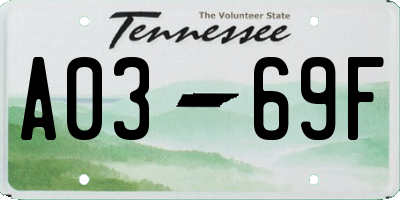 TN license plate A0369F