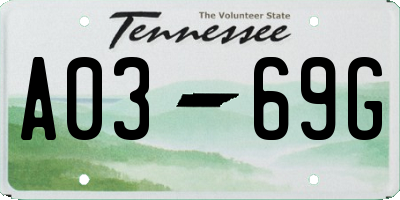 TN license plate A0369G