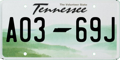 TN license plate A0369J